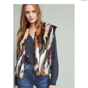 Rosie Nera Rose Multicolor fur vest with wool